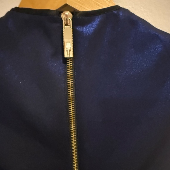 EUC Ted Baker Ayma Skater Dress | Metallic Blue Embellished Fit & Flare, Size 0 - Picture 11 of 13